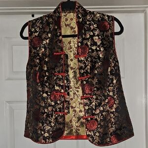 Elegant Black and Gold Chinese Women's Vest